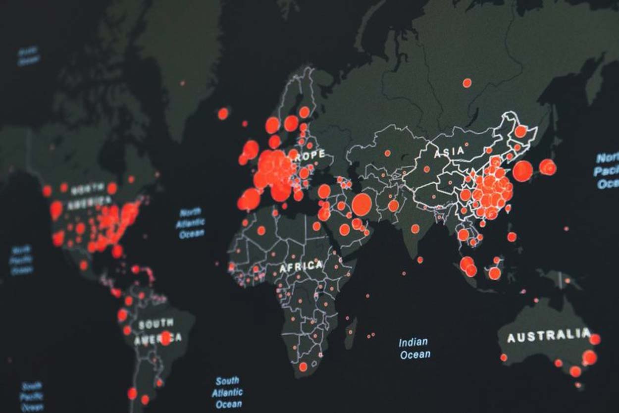 Map of global COVID outbreaks